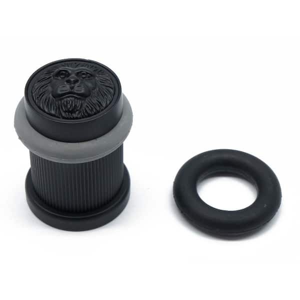 2 in. Solid Brass Lion Head Bullet Floor Door Stop in Matte Black