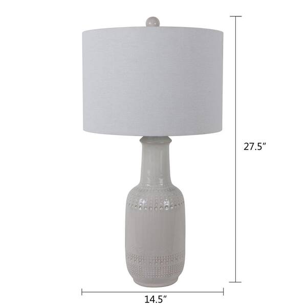 Decor Therapy 27 50 White Ceramic Table, White Ceramic Cylinder Table Lamp