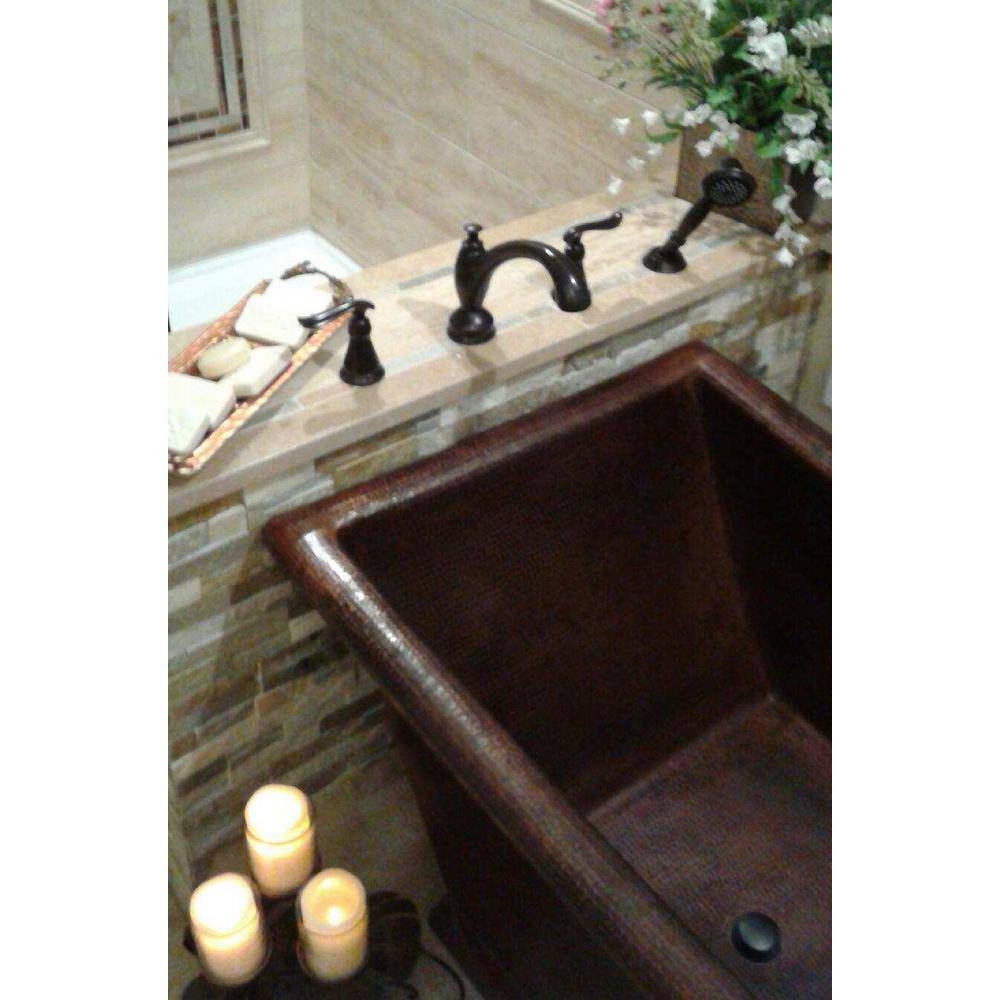 67" Hammered Copper Single Slipper Bathtub in Oil Rubbed Bronze Finish