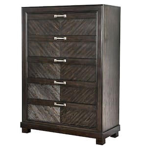 18 in. Brown 5-Drawer Wooden Chest of Drawers