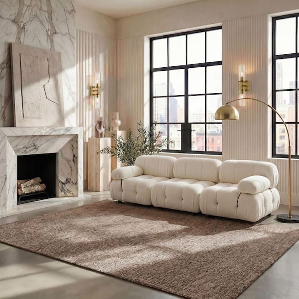 Abstract 8 ft. x 10 ft. Brown/Beige Speckled Area Rug