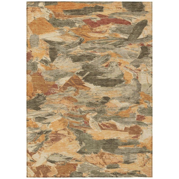 Chantille Machine Washable Indoor/Outdoor Abstract ACN1345 Copper 5 ft. x 7 ft. 6 in. Area Rug