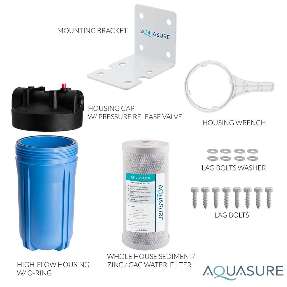 Aquasure Fortitude 10" Blue Carbon Block Water Filter System