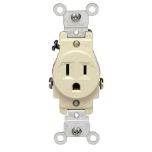 15 Amp Commercial Grade Grounding Single Outlet, Ivory