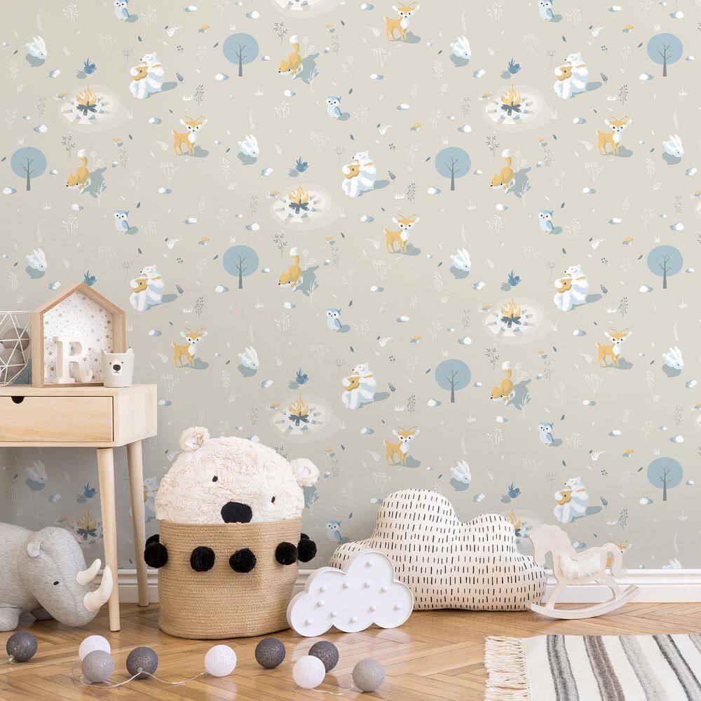 Woodland Friends Beige / Neutral Wallpaper Sample