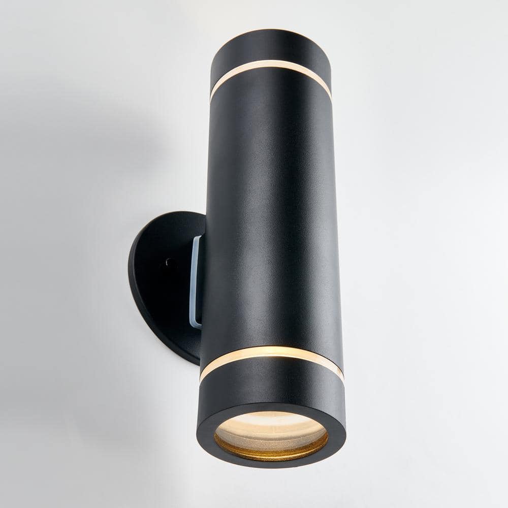 Modern Matte Black Cylinder Wall Sconce with Frosted Glass