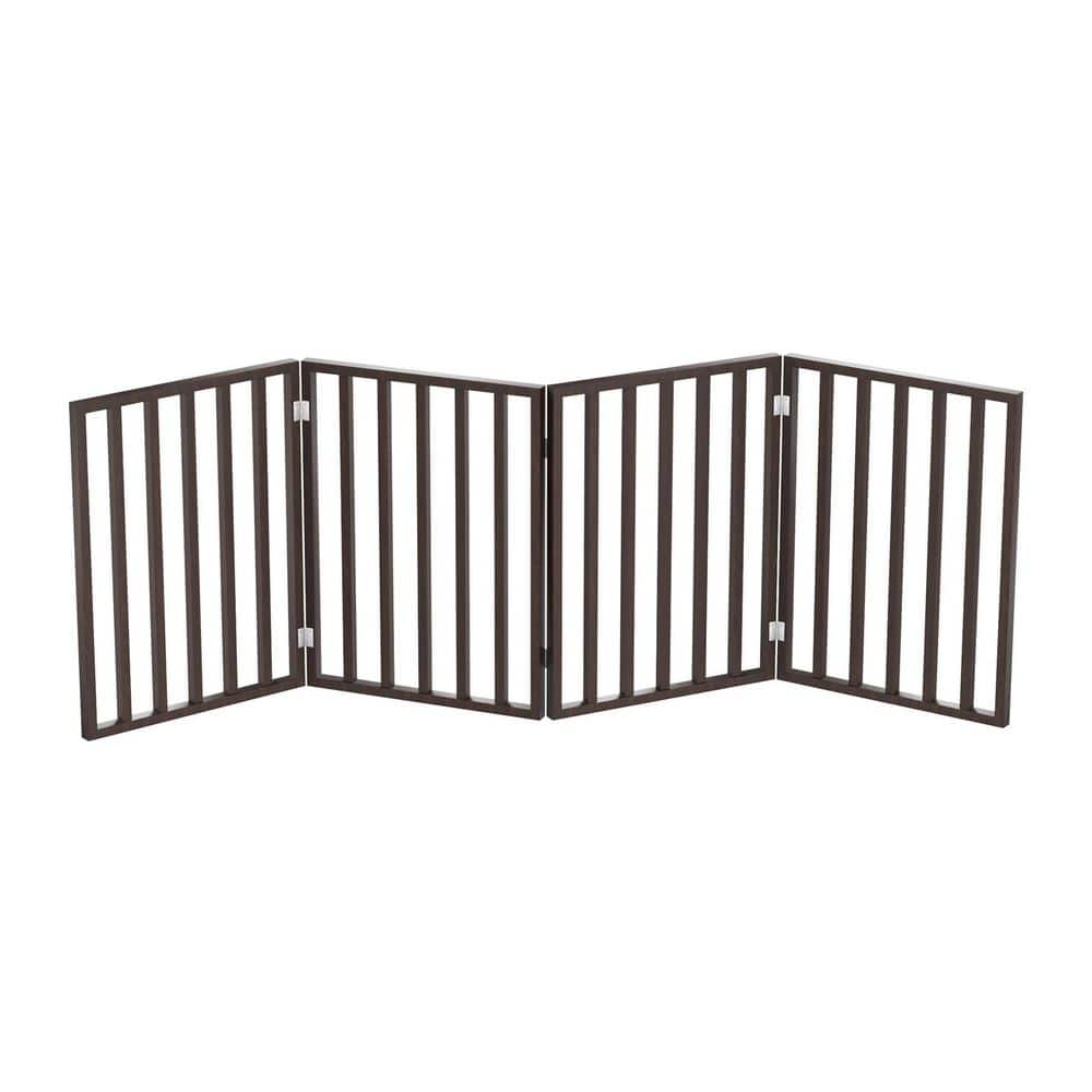24 in. x 72 in. Wood Foldable Freestanding Dog Fence for Stairs Hallways or Doorways, Brown (4-Pack) price history on PriceWatchPro
