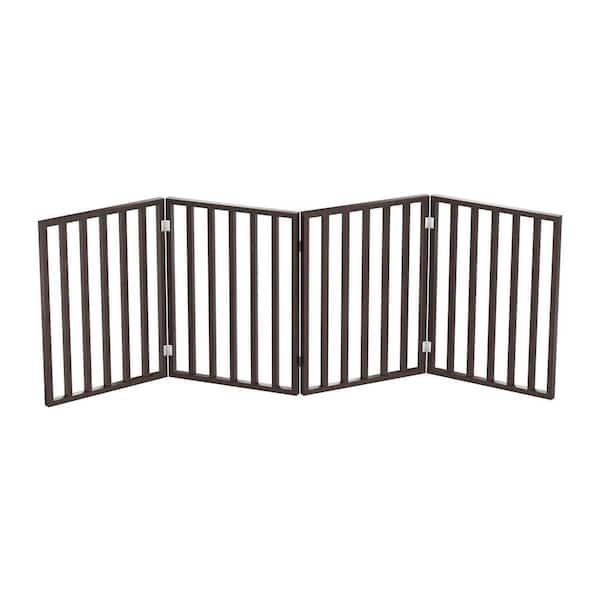 24 in. x 72 in. Wood Foldable Freestanding Dog Fence for Stairs Hallways or Doorways, Brown (4-Pack)