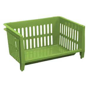 19 in. W x 14 in. D x 10 in. H Jumbo Storage Stacking Basket in Key Lime Green