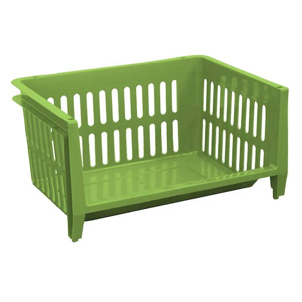 Organize-it 19 in. W x 14 in. D x 10 in. H Jumbo Storage Stacking Basket in Key Lime Green