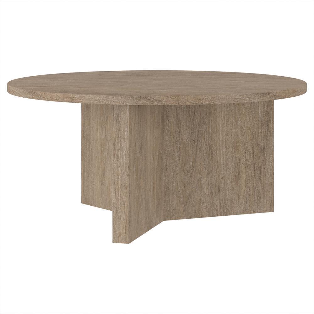 Anders 36" Round Antiqued Gray Oak Coffee Table