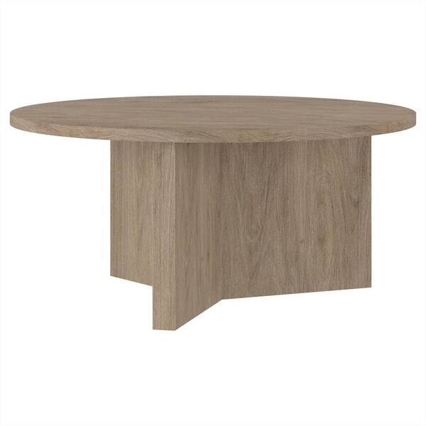 Meyer&Cross Anders 36 in. Antiqued Gray Oak Round MDF Top Coffee