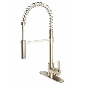 Palais Royal Single Handle 1 or 3 Hole Pull-Out Sprayer Kitchen Spring Coil Faucet in Brushed Nickel