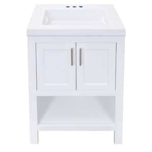 Spa 24.5 in. W x 18.75 in. D x 35.5 in. H Single Sink Bath Vanity in White with White Cultured Marble Top