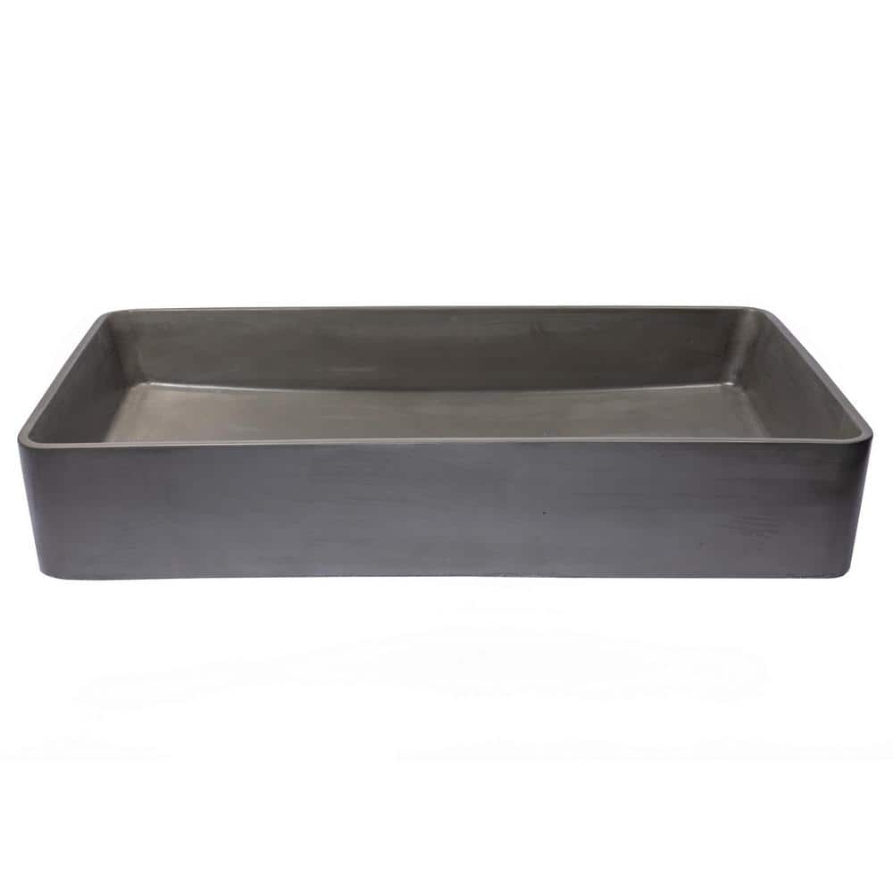 Charcoal Concrete Rectangular Vessel Sink with Rounded Corners