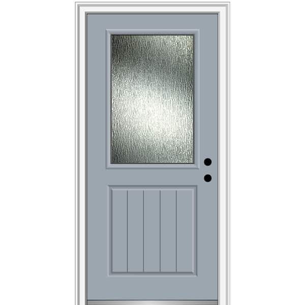 MMI DOOR 36 in. x 80 in. Left-Hand Inswing Rain Glass Storm Cloud Fiberglass Prehung Front Door on 4-9/16 in. Frame