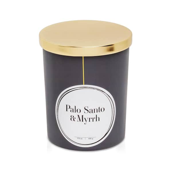 17.5 fl. oz Palo Santo and Myrrh, Tumbler Scented Candle-Dual Wicks, 110-Hour Burn Time (Black, 1 Pack)