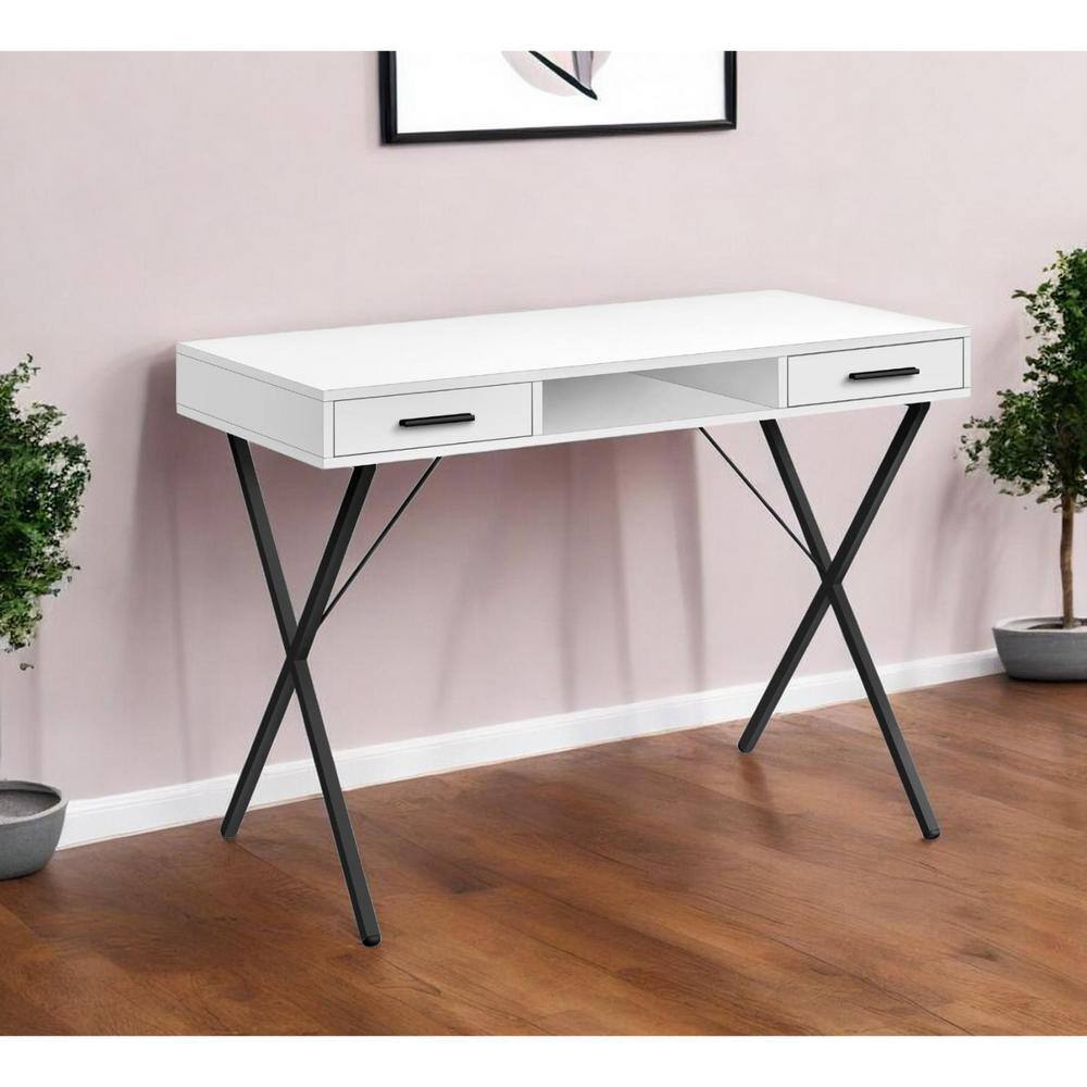 42 in. Rectangular White Metal 2-Drawer Computer Desks