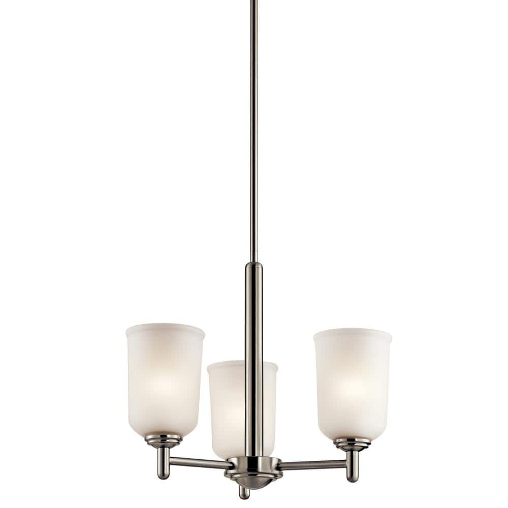 KICHLER Shailene 17.5 in. 3-Light Brushed Nickel Transitional Shaded ...