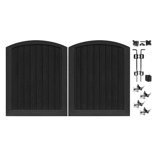 Veranda Pro Series 5 ft. W x 6 ft. H Black Vinyl Anaheim Privacy Double Drive Through Arched Fence Gate