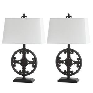 Waylon 28 in. Iron Crafted Table Lamp with Off-White Shade (Set of 2)