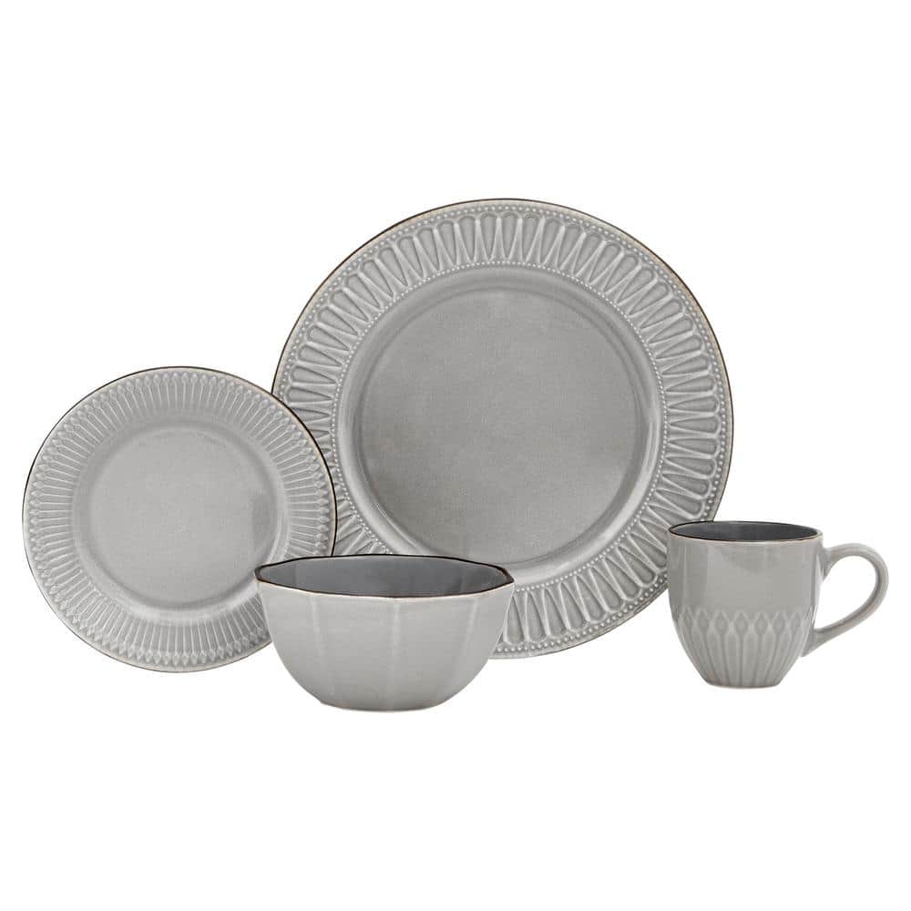 BAUM 16-Piece Stephens Grey Ceramic Dinnerware Set (Service for 4 people) -  WREN16G