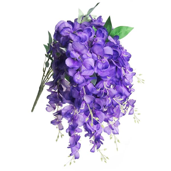 30 in. Purple Artificial Wisteria Flower Stem Hanging Spray Bush (Set of 2)