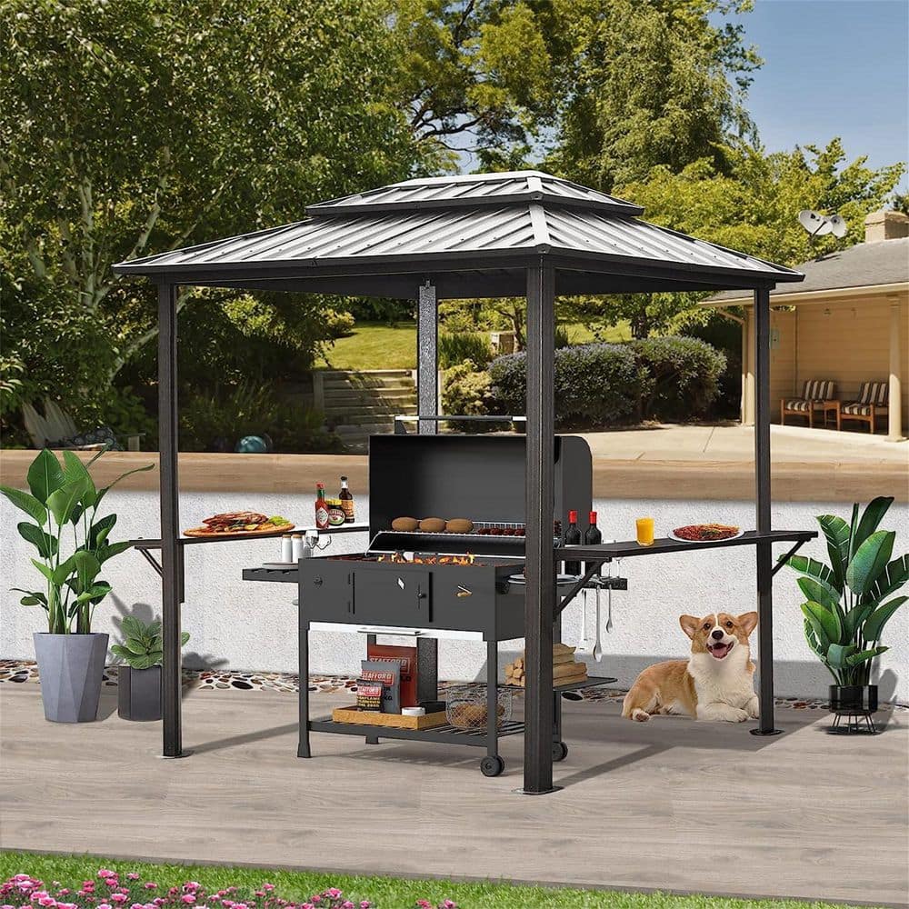 Mondawe 8 ft. x 6 ft. Outdoor Gray Double Canopy Hardtop