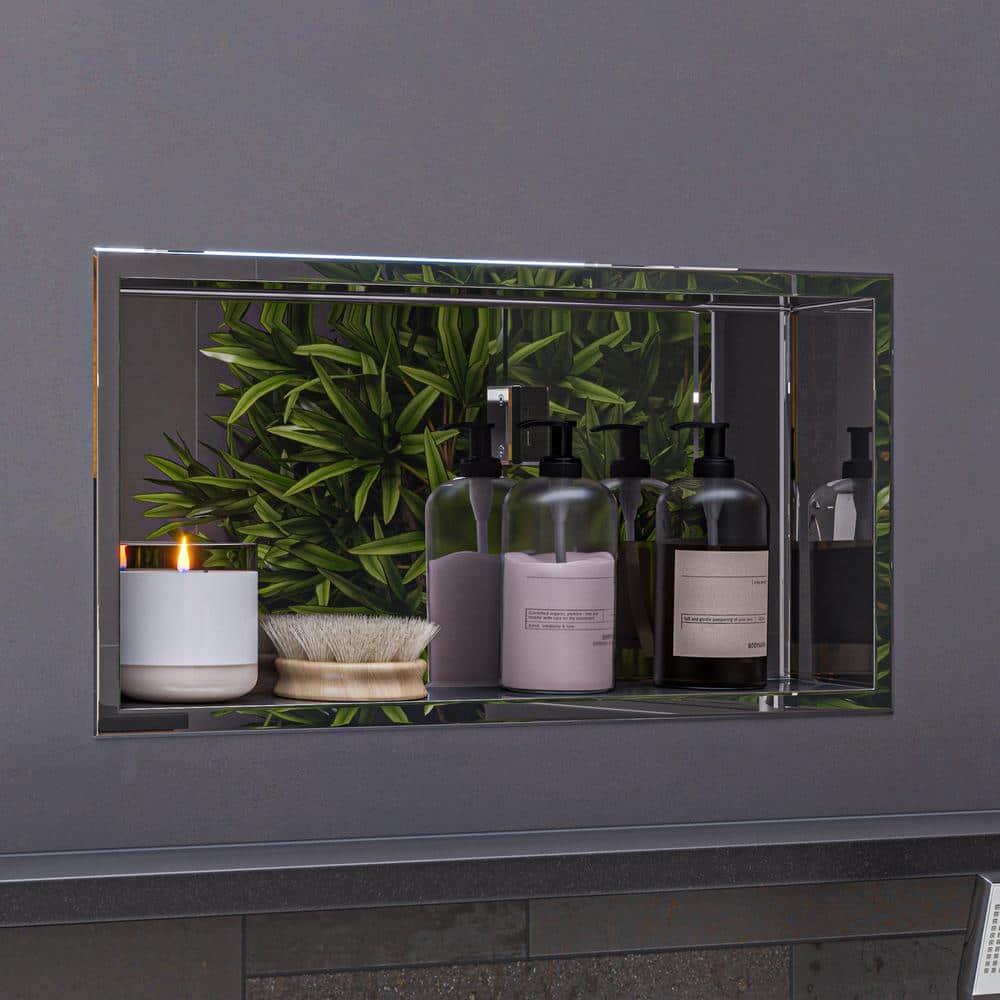 Polished Stainless Steel Horizontal Shower Niche Shelf