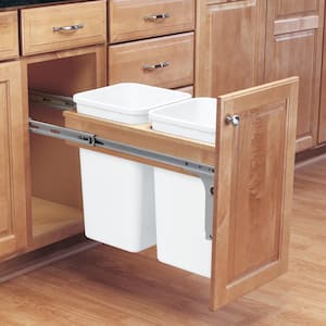 White Double 35 Qt Pull Out Top Mount Waste Bin