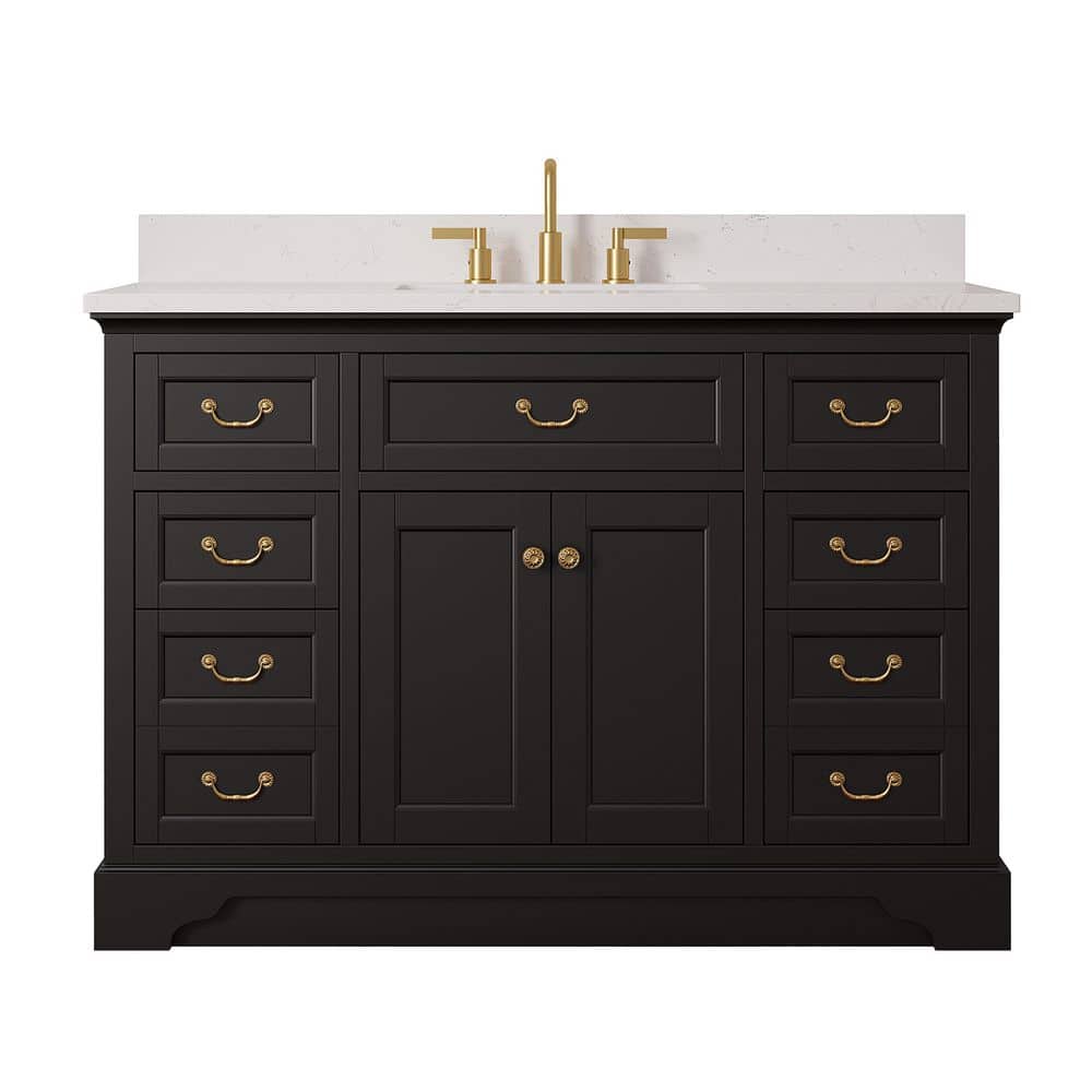 Bello 49 in. Single Sink Freestanding Black Bath Vanity with Carrara White Engineered Stone Top and Backsplash Assembled price history on PriceWatchPro