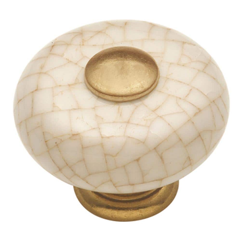 Vintage Brown Crackle Ceramic Mushroom Cabinet Knob