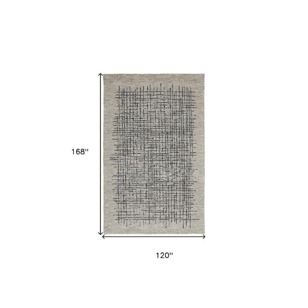10 ft. X 14 ft. Gray and Black Plaid Area Rug