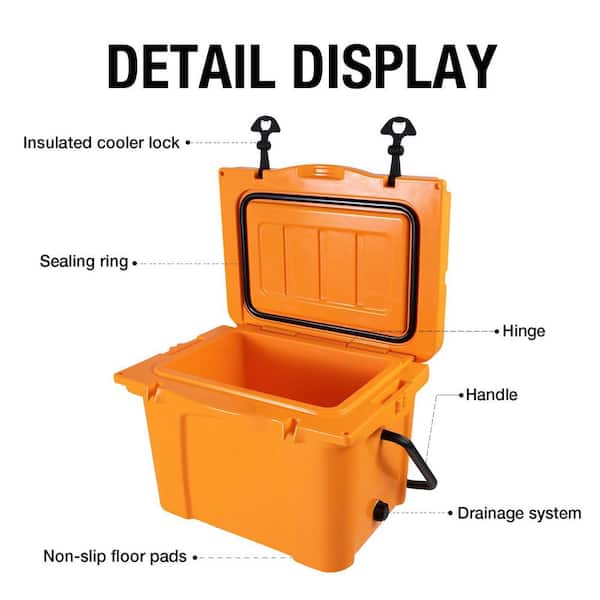 25 qt. Portable Insulated Hard Cooler with Bottle Opener, Cup