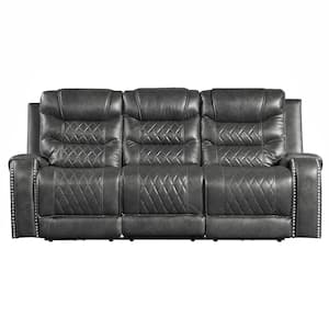 Lazzara Logansport 87 in. W Pillow Top Arm Faux Leather Rectangle
