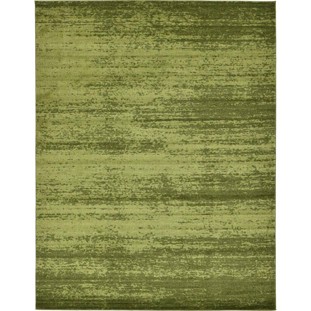 Green Polypropylene 6 ft. x 9 ft. Solid Color Indoor Area Rug