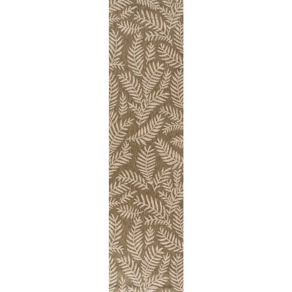 Nevis Palm Frond Brown/Beige 2 ft. x 10 ft. Indoor/Outdoor Runner Rug