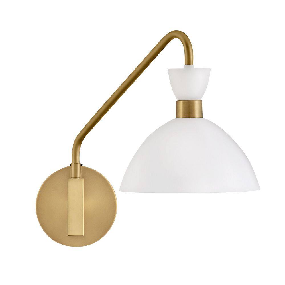 Simon Matte White & Heritage Brass Adjustable 1-Light Sconce