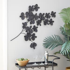 46 in. x 31 in. Black Metal Contemporary Wall Decor