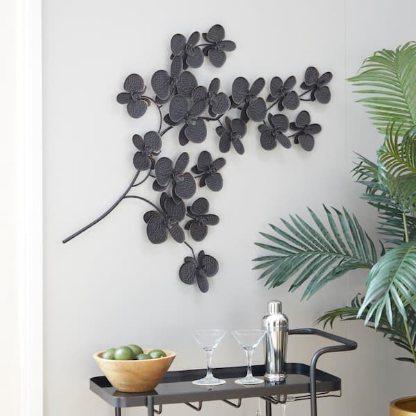 Litton Lane 46 in. x 31 in. Black Metal Contemporary Wall Decor