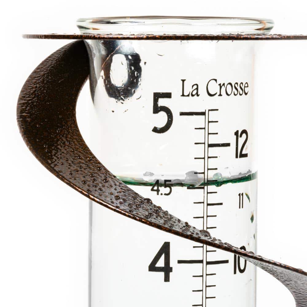 Helix Spiral Bronze Metal Garden Rain Gauge with Recycled Glass Tube
