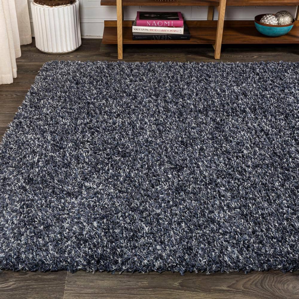 Mercer Shag Plush Denim Blue 3' x 5' Rectangular Area Rug