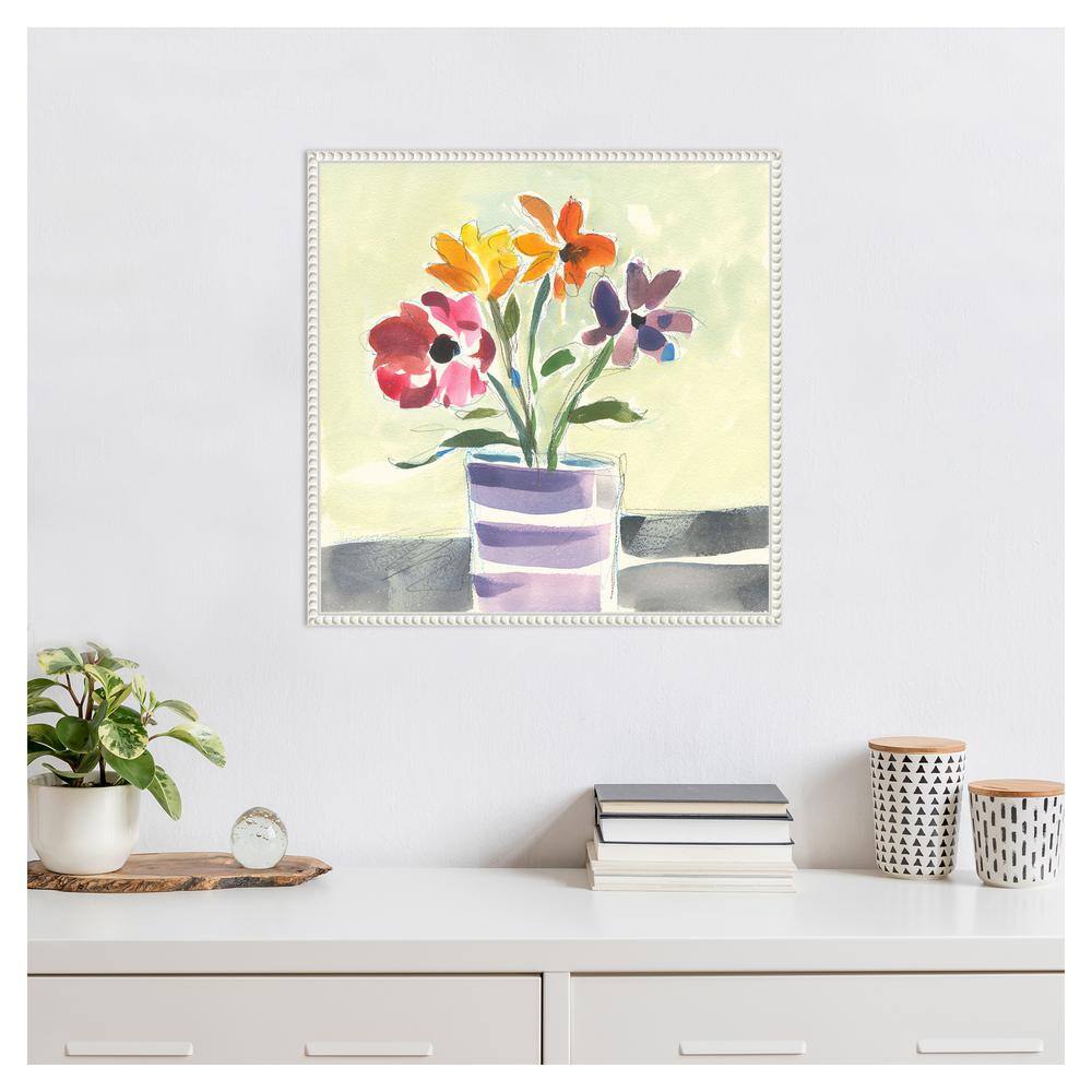 Morning Flowers Vibrant Canvas Art with White Floater Frame