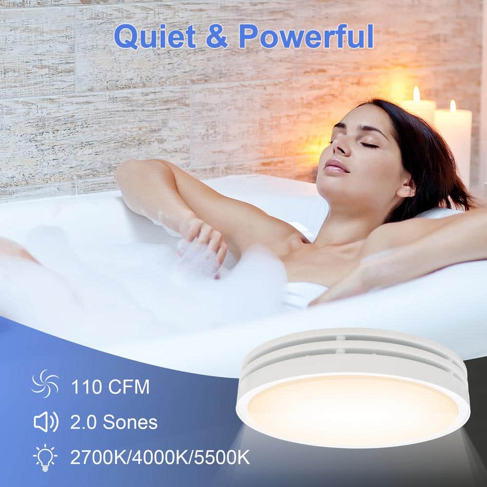 White Round Ceiling Mount Bathroom Exhaust Fan with LED Light