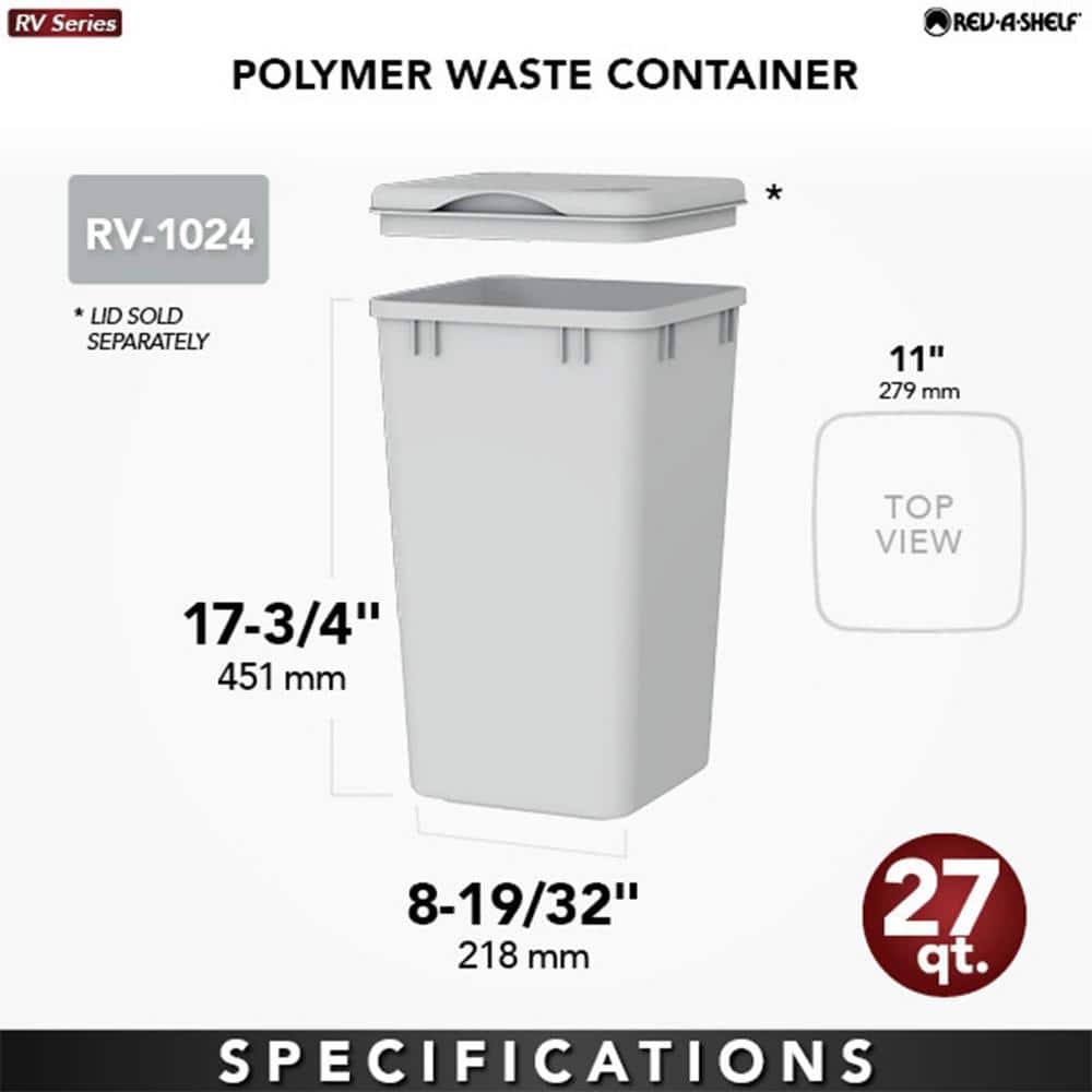 Rev-A-Shelf White Plastic Pull-Out Trash Bins, 2 Pack