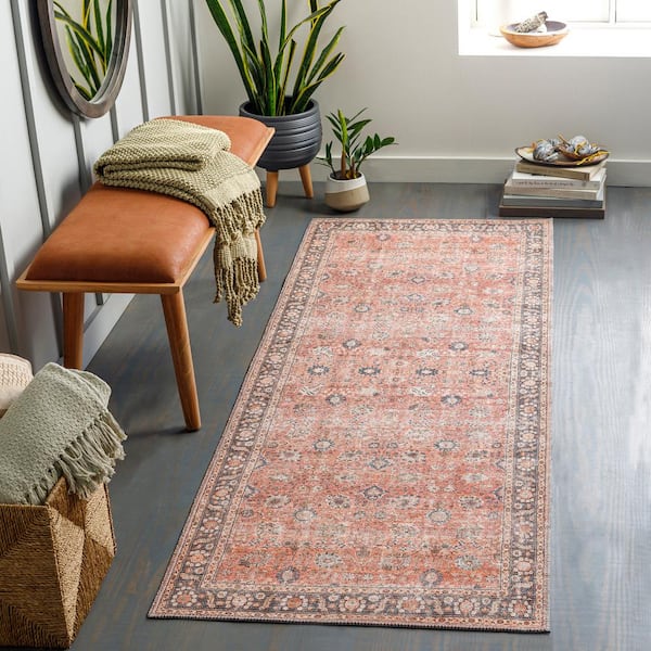 Vernon Blush 3 ft. x 7 ft. Indoor Machine-Washable Area Rug