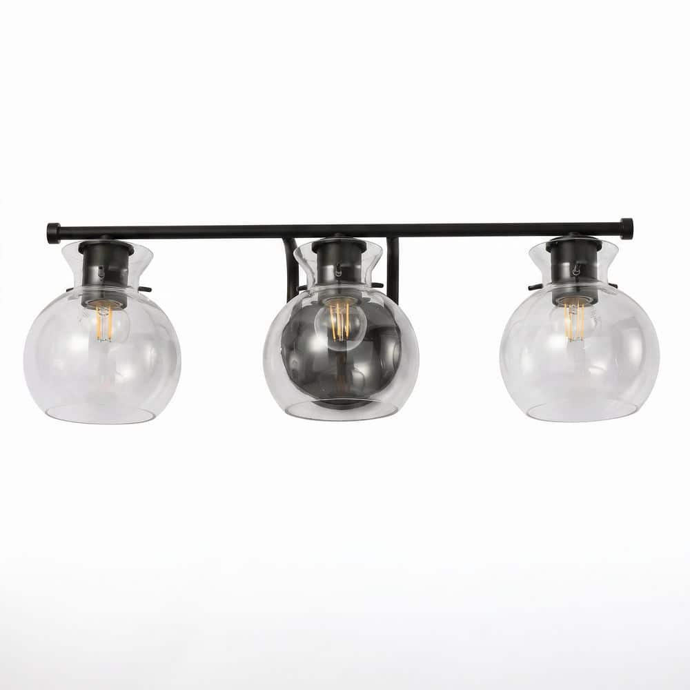 Hegland 23 in. 3-Light Minimalist Matte Black Bathroom Vanity Lights with Clear Glass Shade Wall Sconce for Bathroom price history on PriceWatchPro
