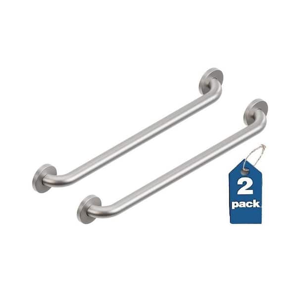 Easy Mount (2x Pack) 24 in. Grab Bar ADA Compliant for Bath and Shower Safety (500 lb. Capacity) in Brushed
