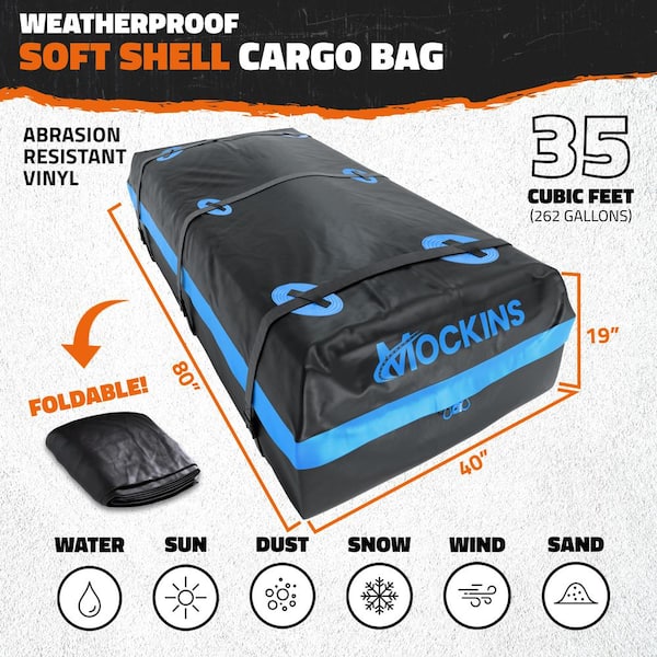 35 cu. ft. Waterproof Rooftop Cargo Carrier Bag 80 in. x 40 in. x 19 in. Roof Bag with Storage Bag and Accessories, Blue