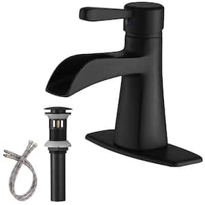 Single Handle Single Hole Bathroom Faucet in Matte Black